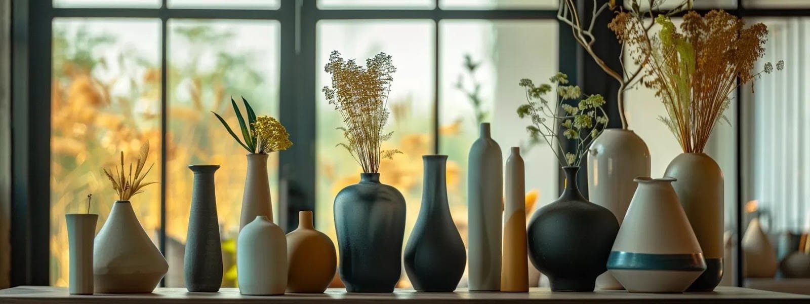 a stylishly arranged interior setting showcases a selection of midrange mediumsized vases featuring elegant designs and rich materials artfully displayed on a contemporary table against a chic backdrop emphasizing their versatility and value in modern décor a stylishly arranged interior setting showcases a selection of mid range medium sized vases featuring elegant designs and rich materials artfully displayed on a contemporary table against a chic backdrop emphasizing their versatility and value in modern décor